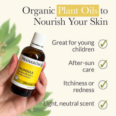 Calendula oil being applied to sensitive skin