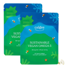 Calgee vegan omega-3 algae softgels bottle close-up