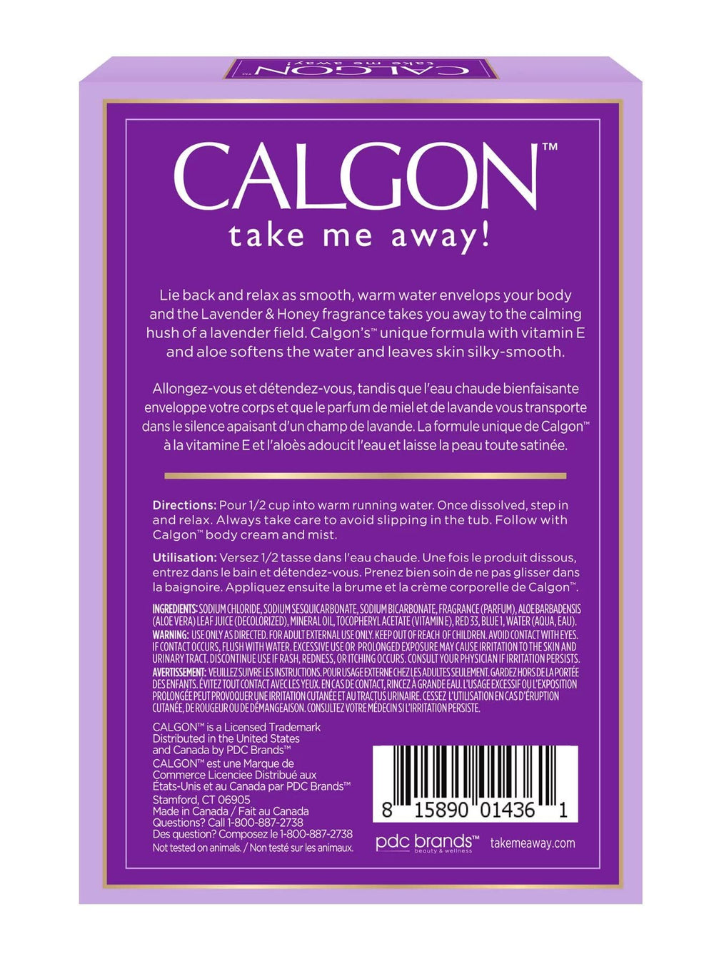 Calgon bath beads dissolving in water release soothing scent and softening feel.