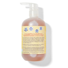 Close-up of California Baby Calendula Shampoo & Wash bottle label