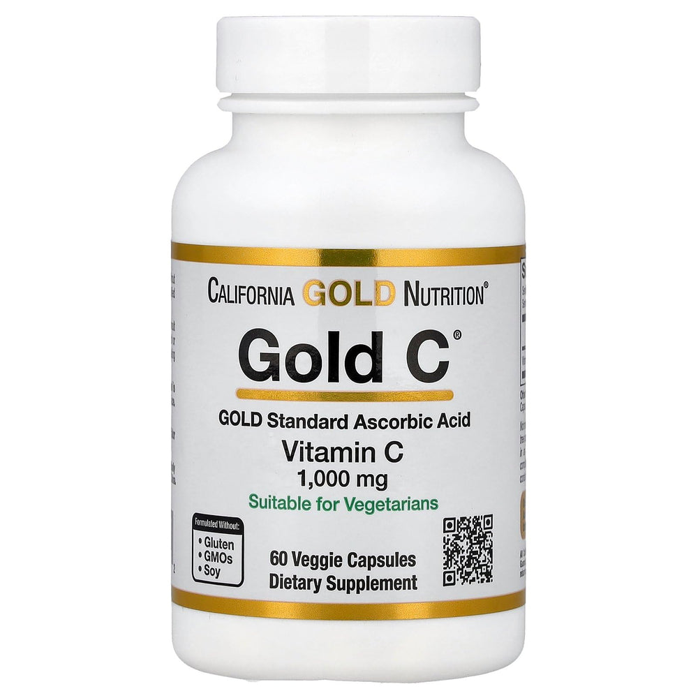 California Gold Nutrition Gold C vitamin C bottle with 60 veggie capsules