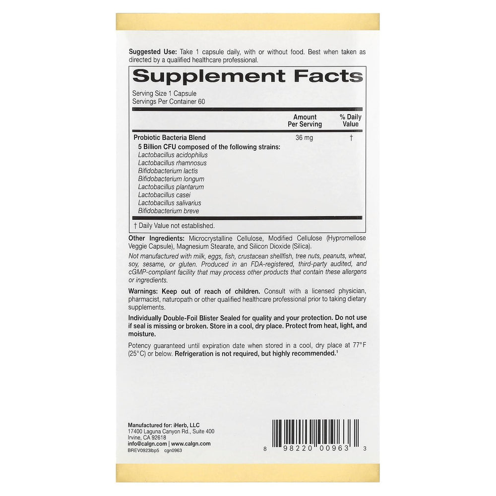 LactoBif 5 Probiotics bottle label highlighting 5 Billion CFU and 8 strains