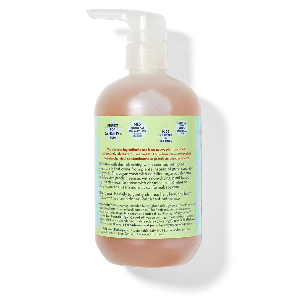 Plant-based ingredients highlight for Chillax shampoo and bodywash