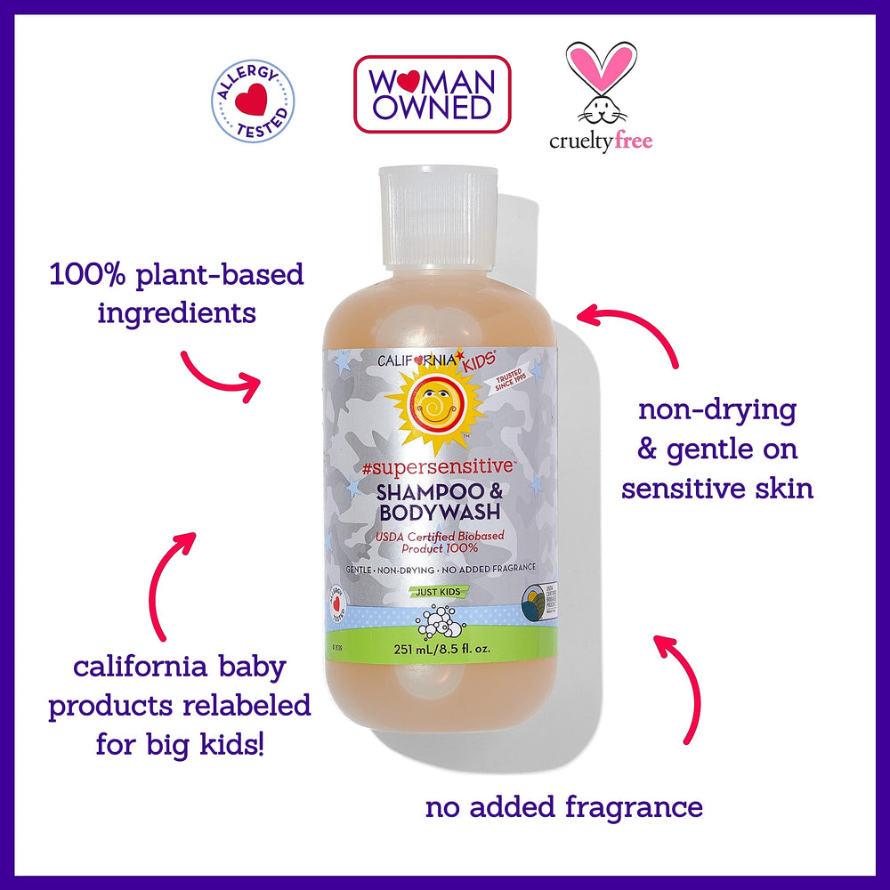Fragrance-free unscented shampoo bottle on white background