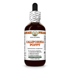 HawaiiPharm California Poppy Alcohol-Free Liquid Extract bottle with dropper (2 oz)