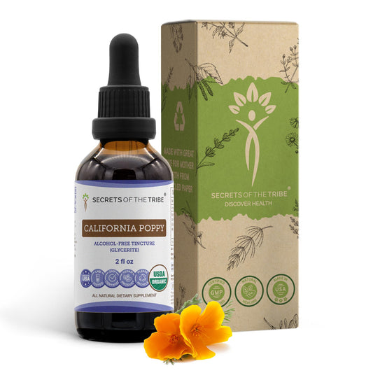 Bottle of California Poppy USDA Organic Tincture (2 oz) – Alcohol-free, high-potency