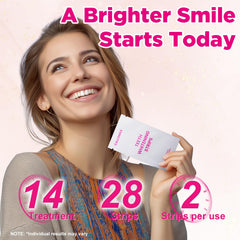 Hands applying CALLSMILE whitening strips