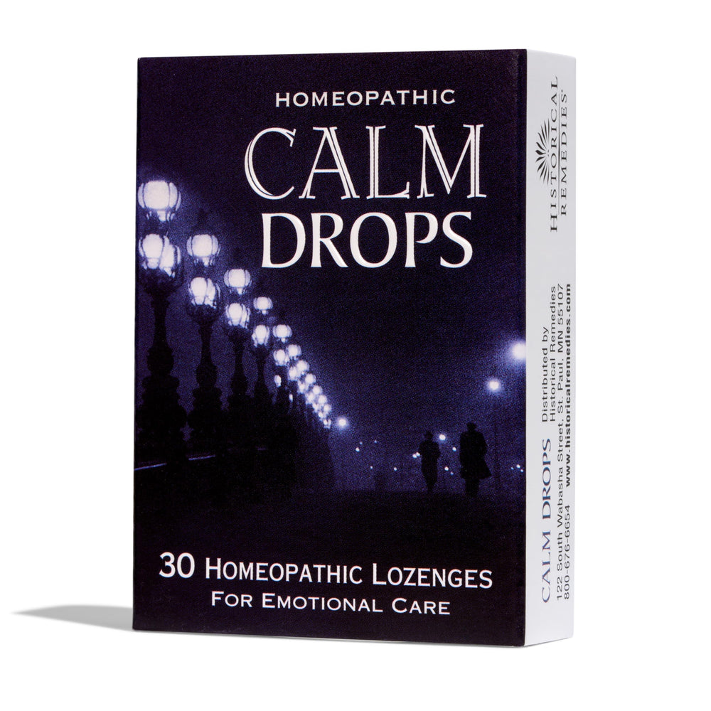 Calm Drops vanilla-flavored homeopathic lozenges in packaging