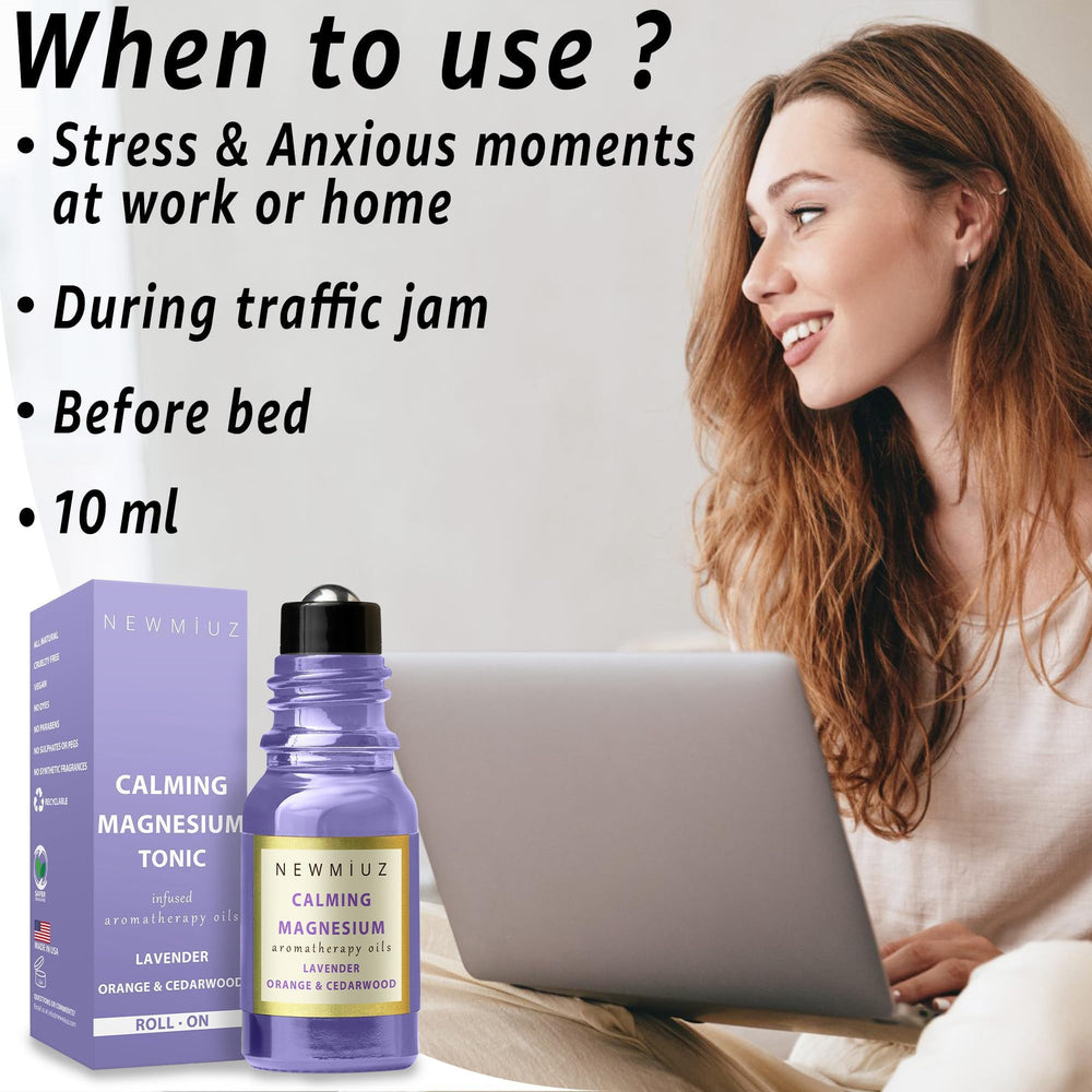 Close-up of Calm Magnesium Roller displaying the blend