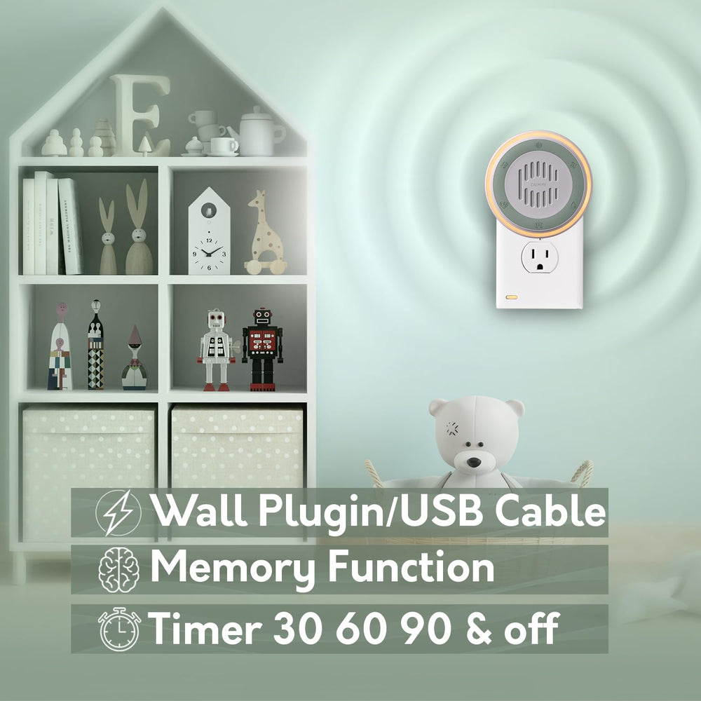 Calm Me dual night light adds gentle ambience for evening use.