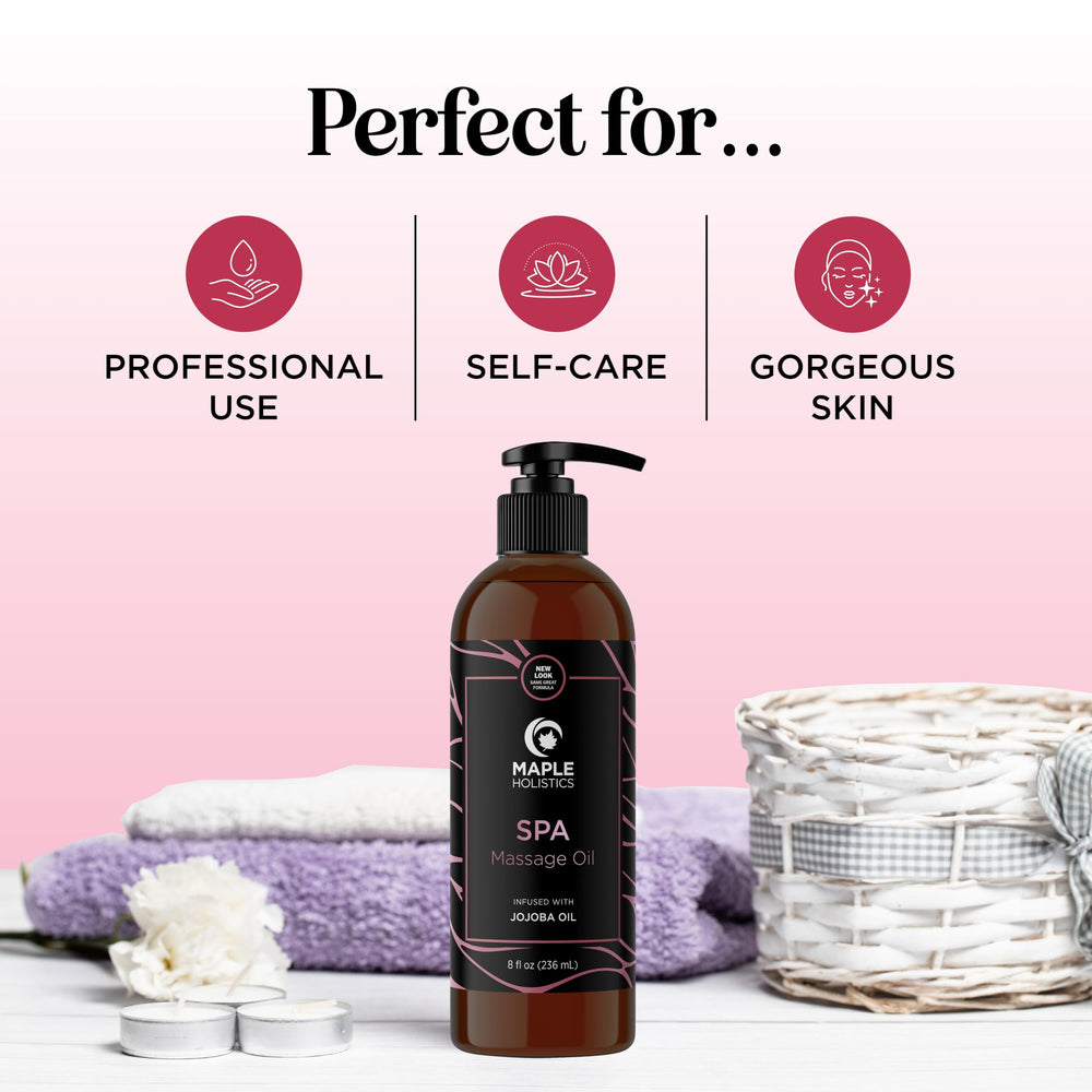 Pouring calming massage oil into the palm