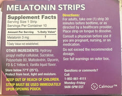 CALMOUR 10 melatonin 3mg sleep strip with packaging