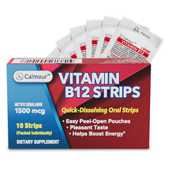 CALMOUR Vitamin B12 Strips 10 Pack – mint flavor, dissolves under tongue
