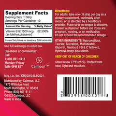 Calmour brand B12 strips product packaging and branding