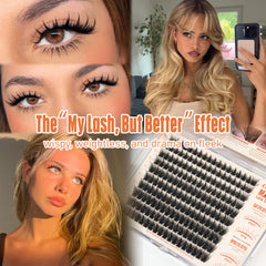 Calphdiar Manga Lash Clusters arranged for an open-eye look to brighten eyes
