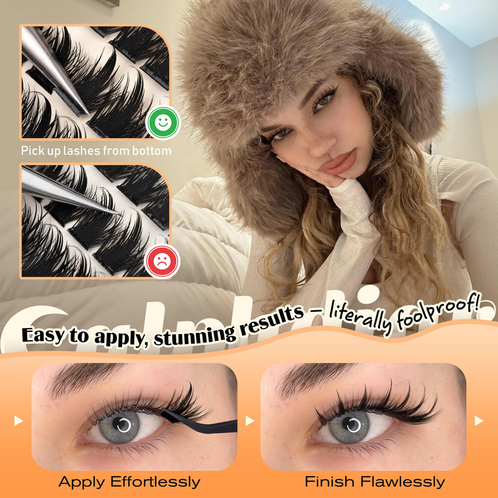 Soft faux mink finish manga lash clusters for natural feel