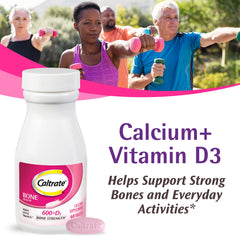 Caltrate 600 Plus D3 tablet showing calcium and vitamin D3 per tablet