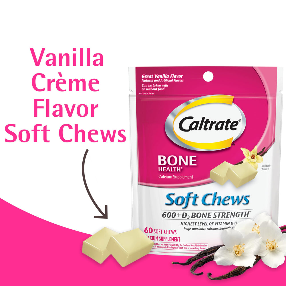 Individually wrapped vanilla creme calcium and vitamin D soft chew