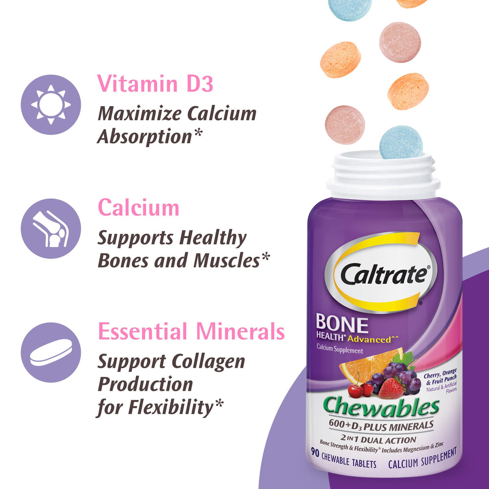 60-count Caltrate bottle with flavor information