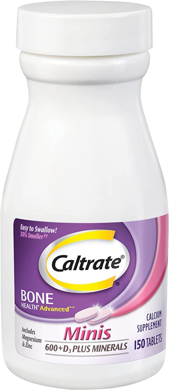 Hand holding a Caltrate Minis capsule conveys compact size and convenience