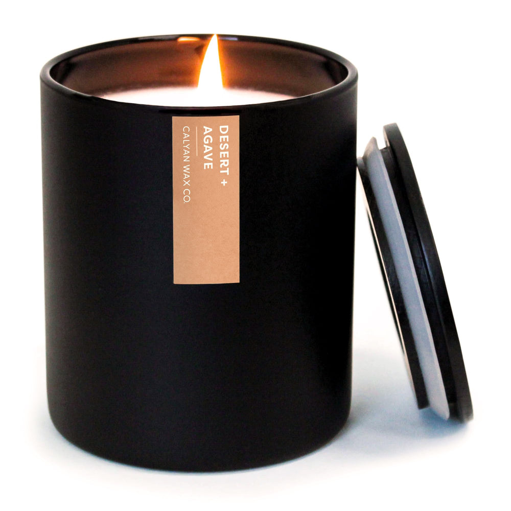 Calyan Wax Co Desert & Agave Candle in black tumbler - front view