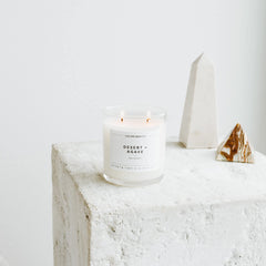 Close-up of the candle surface showing smooth soy wax in Desert & Agave jar.