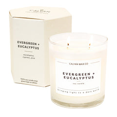Evergreen & Eucalyptus candle in 8.8oz glass jar - front view