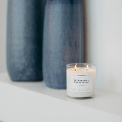 Close-up of dual wicks in the candle