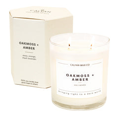 Calyan Wax Co Oakmoss & Amber 8.8oz two-wick candle in glass jar