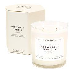 Redwood & Vanilla 2 Wick Candle in large glass jar, 8.8oz, front view