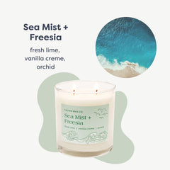 Close-up of Sea Mist & Freesia candle wicks