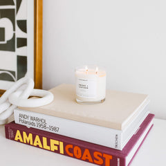 Large 8.8oz glass jar candle ready for display
