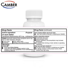 Camber Consumer Care Levocetirizine 5mg bottle on store shelf highlighting 180-count value.