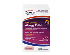 Camber Non-Drowsy Fexofenadine bottle front view showing all-day allergy relief concept