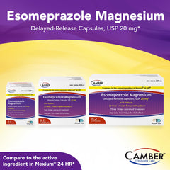 Camber Esomeprazole 20mg sanitized packaging ready for safe storage.