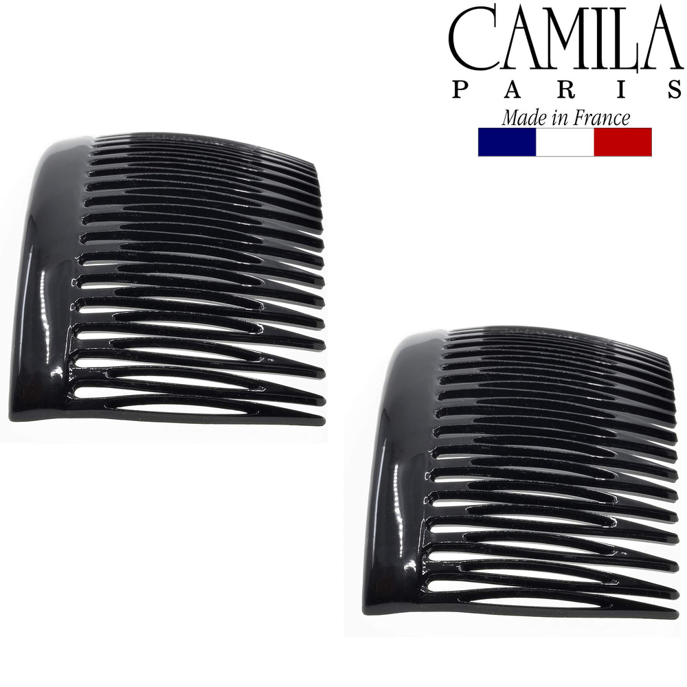 CP2946 small rounded black comb on hair for quick, decorative styling.