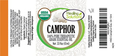 USDA Organic label on camphor essential oil bottle