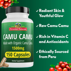 Close-up of Camu Camu capsules showing smooth coating