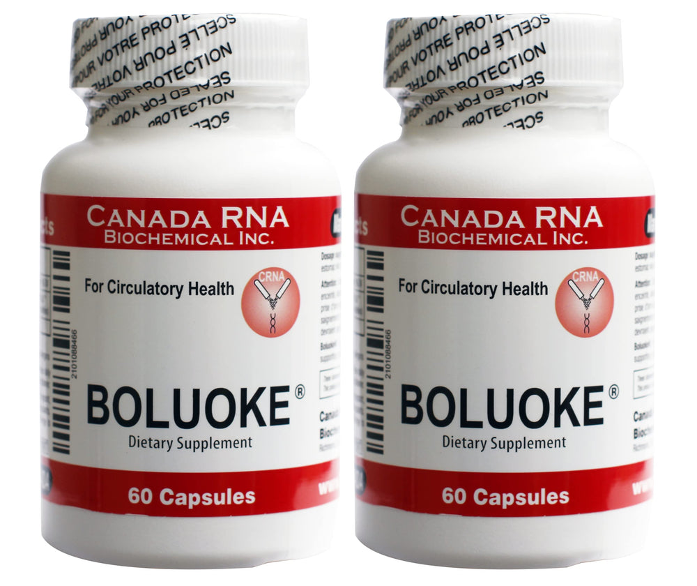 Canada RNA Boluoke bottle packaging with capsules highlighting potential blood state balance support.