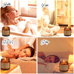 Eucalyptus & Mint scented candle in amber glass jar