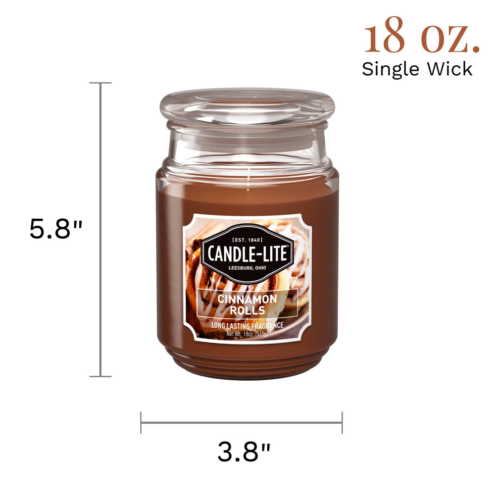 Brown Candle-Lite Cinnamon Rolls 18 oz with wick close-up
