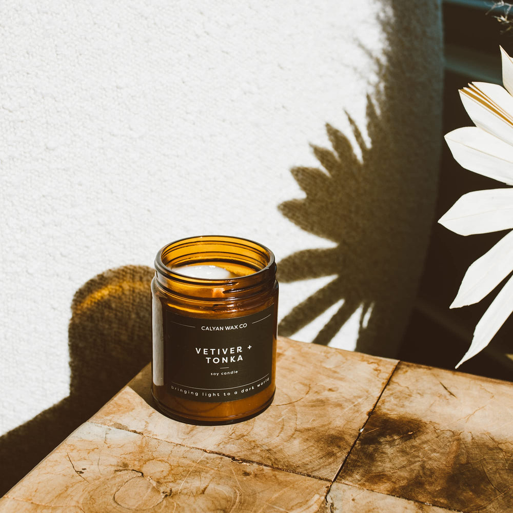 Gift-ready packaging for Vetiver & Tonka candle