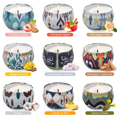 Candle jars with scent labels for the 9-pack