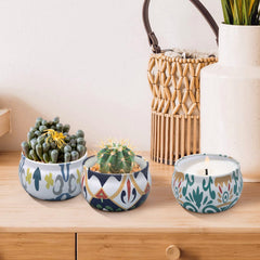 Display of 9-pack candle set on wooden table