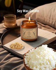 Large lavender candle showing 100-hour burn time