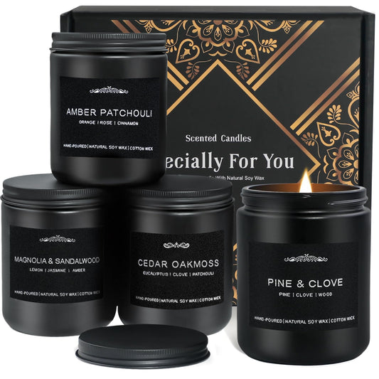 4 pack candles for men in amber jars