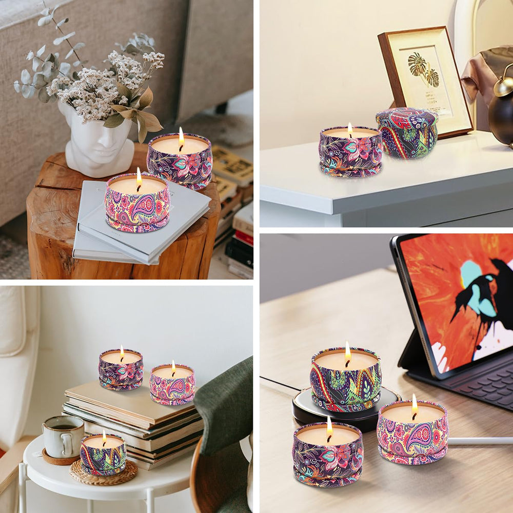 Candles arranged in a row showing 2.5oz size