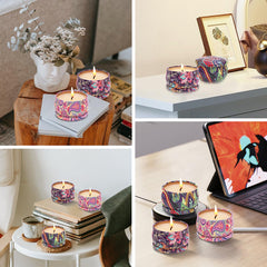 Candles arranged in a row showing 2.5oz size