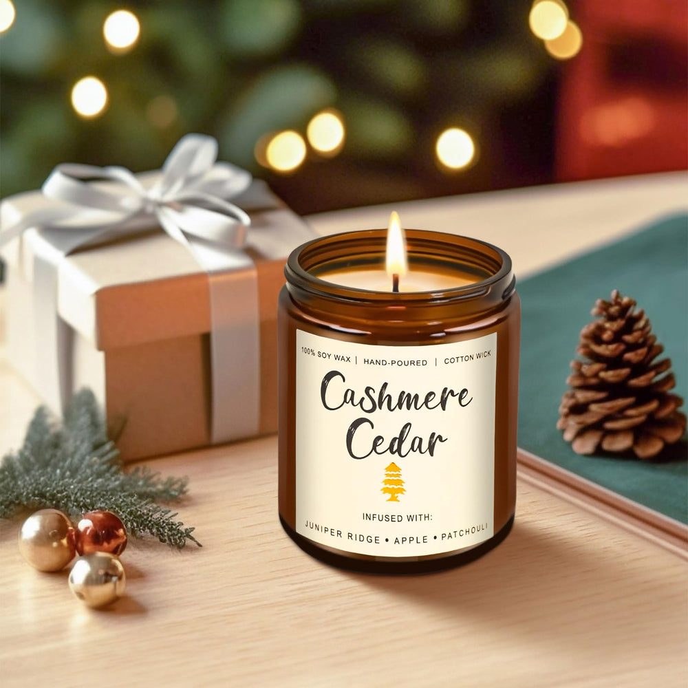 Elegant fall candle gift set in amber jars
