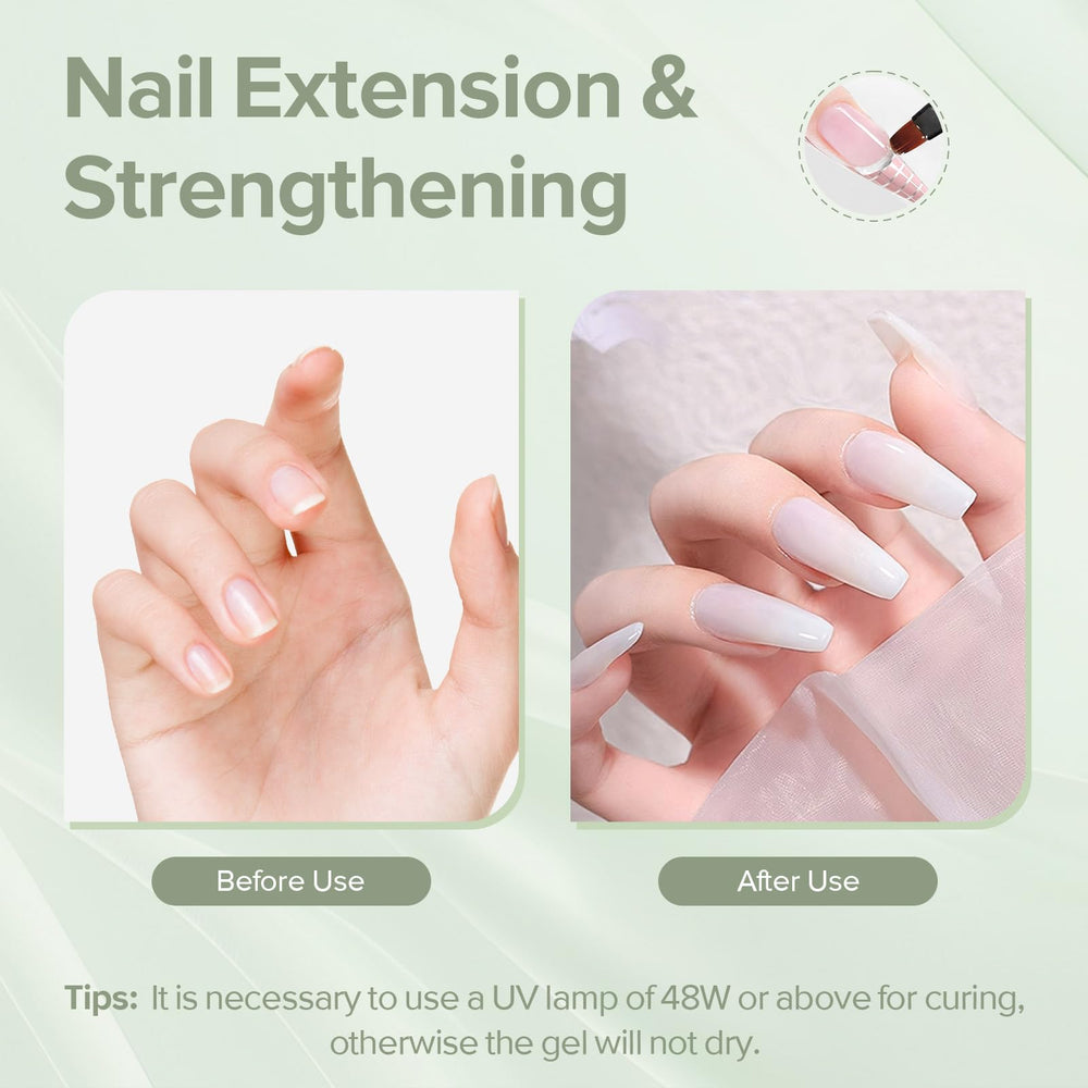 CANNI Builder Gel on nail extension demonstrates easy sculpting for clean, extended nails.
